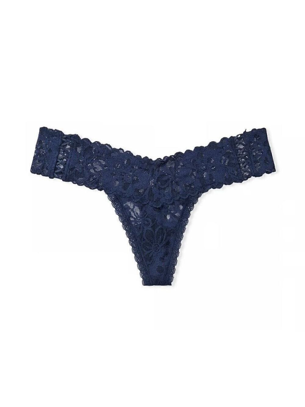 ￼ Victorias Secret, the lacy, lacy lace up thong panty. Size XXL blue. Brand new